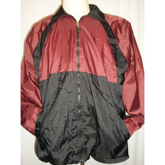 J.G. Hook Mens Burgundy Black Windbreaker Jacket Full-Zip Lightweight Size Large - Picture 3 of 4